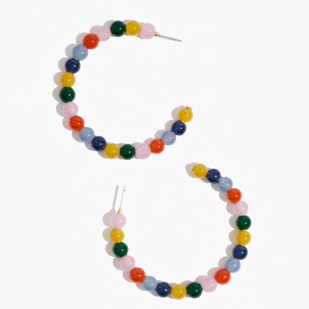 NWT Madewell Acrylic Beaded Hoop Earrings